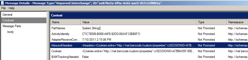 Inbound Context Properties